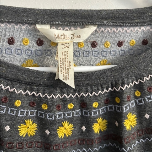 Matilda Jane Just Imagine Cozy Knit Sweater Dress Gray Metallic Womens L - Picture 6 of 6